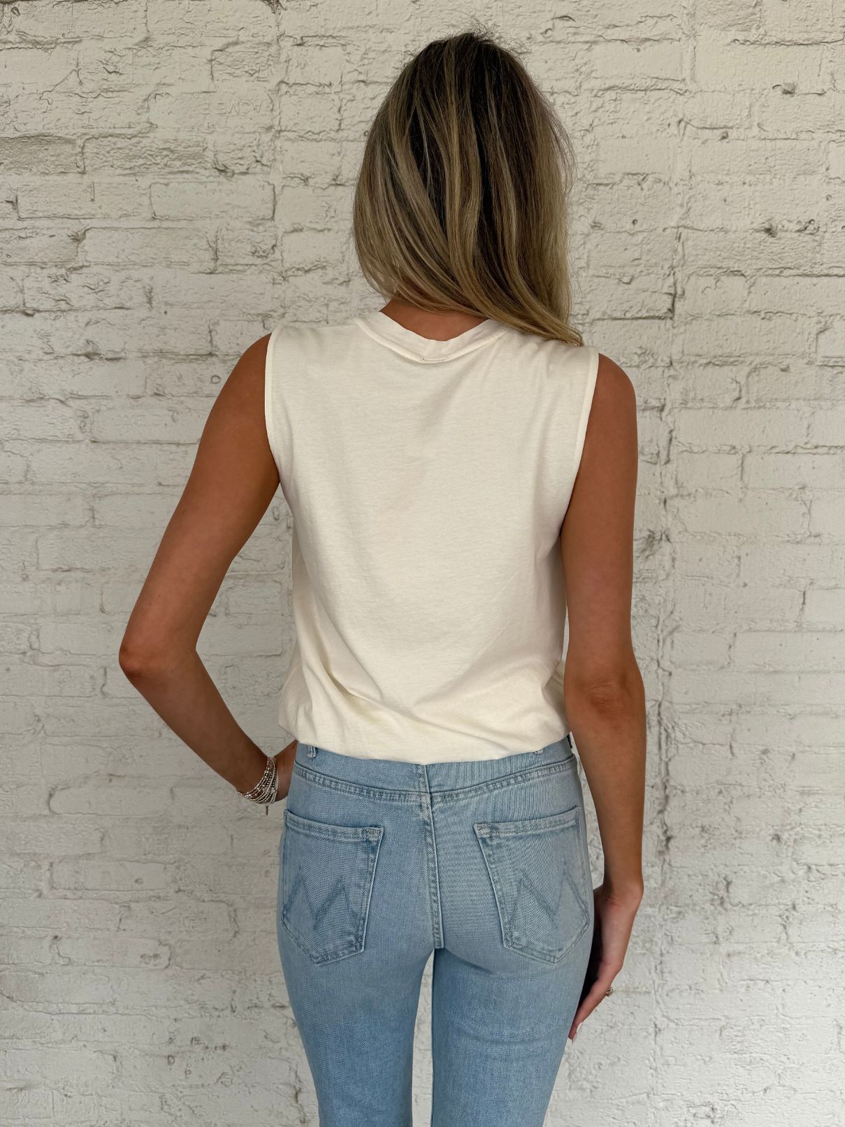 Bobi LA Crew Bubble Hem Tee in Pearl