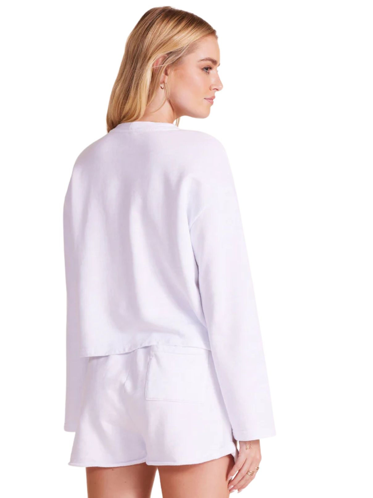 Bobi LA Crew Wide Sleeve Boxy Sweatshirt in White