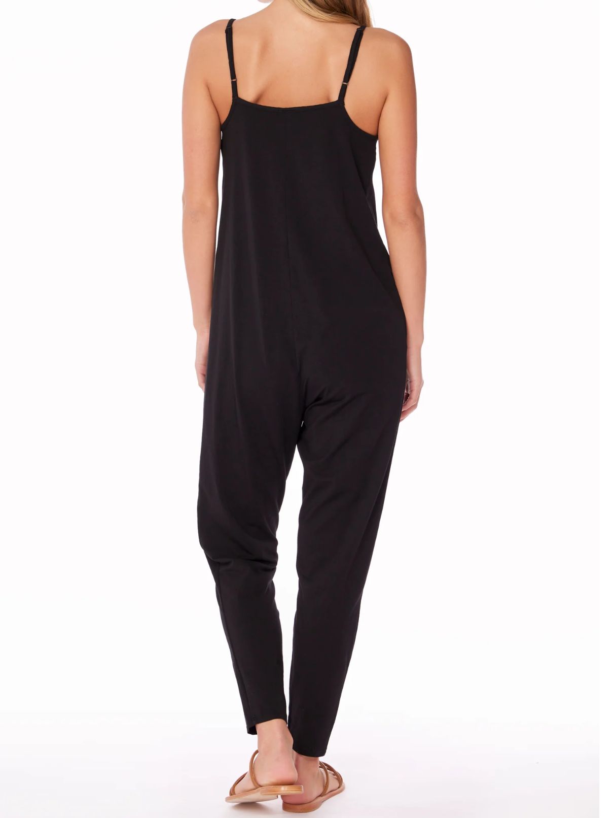 Bobi LA Gauze Cami Vneck Jumpsuit in Black