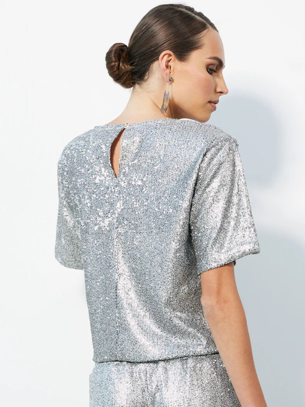 Bobi LA Keyhole Back Cropped Top in Gunmetal