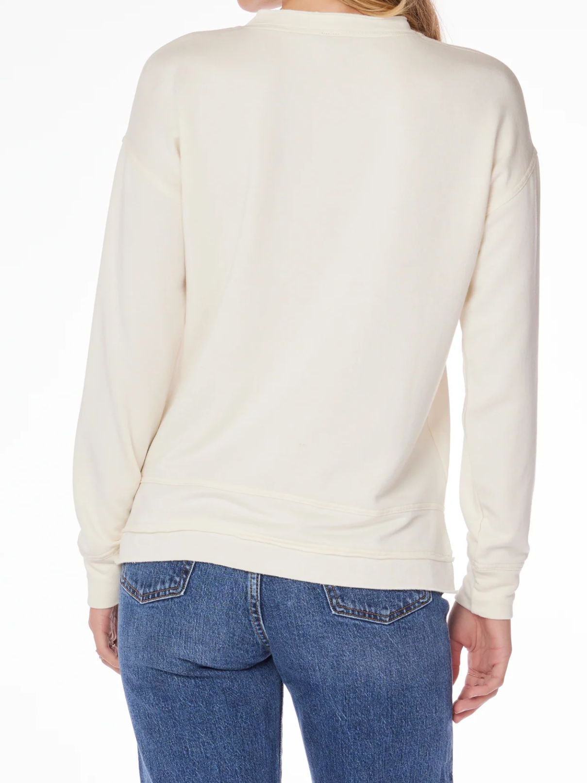 Bobi LA Raw Edge Sweatshirt in Macadamia