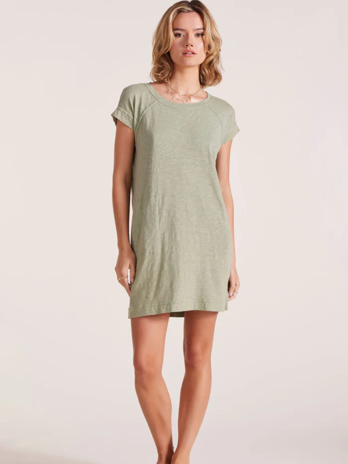 Bobi LA S/S Raglan Dress in Juniper