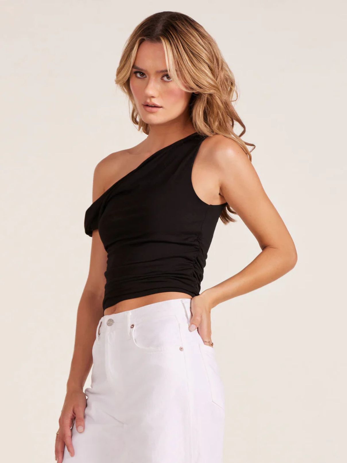 Bobi LA Twistoff Shoulder Black Top