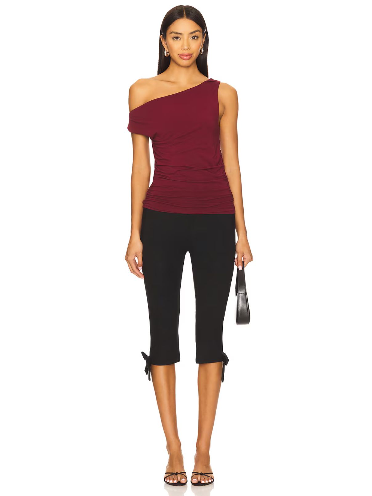 Bobi LA Twistoff Shoulder Top in Dark Port