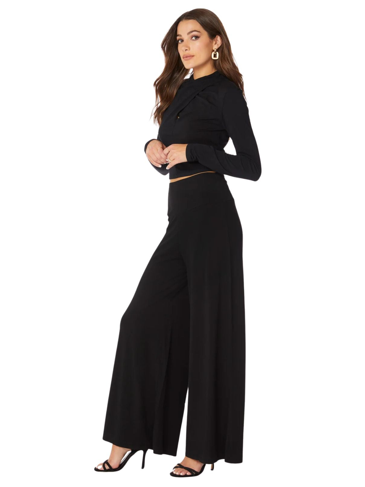 Bobi LA Wide Leg Jersey Pant in Black