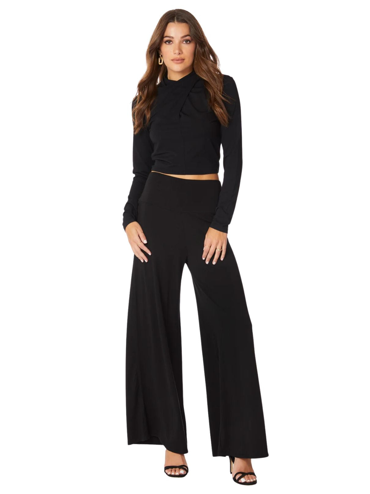 Bobi LA Wide Leg Jersey Pant in Black