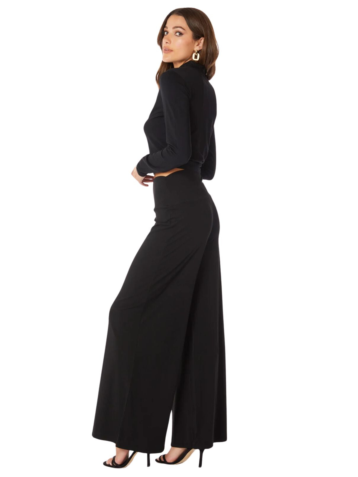 Bobi LA Wide Leg Jersey Pant in Black