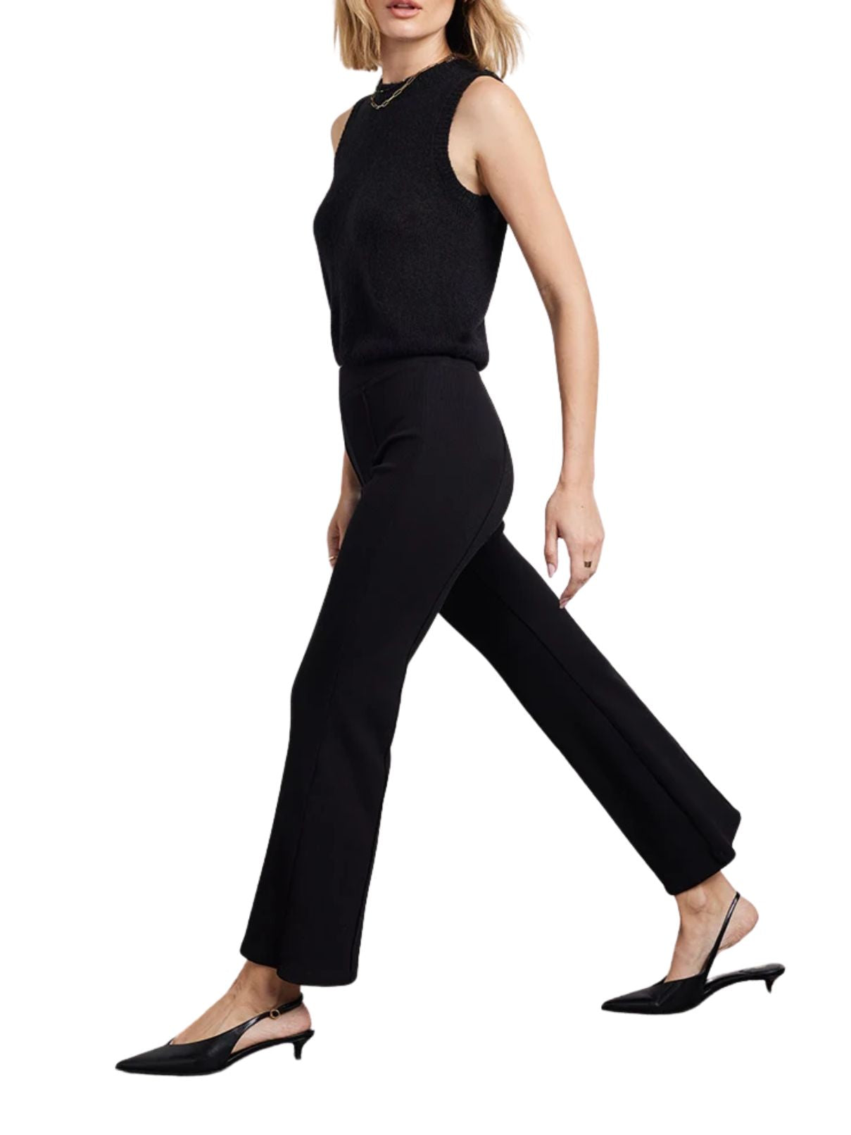 Bobi Seamed Cropped Flare Pant – Black