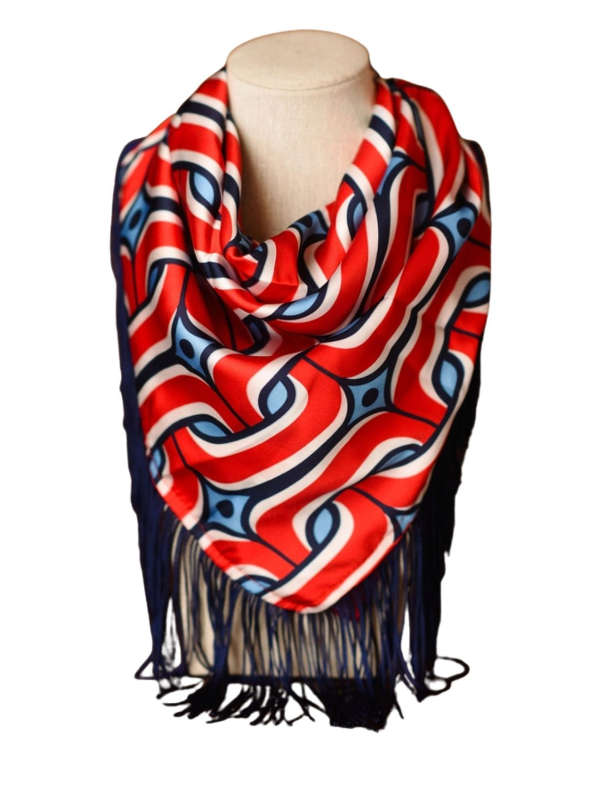 Boulevard Fringe Game Day Scarf in Red & Blue