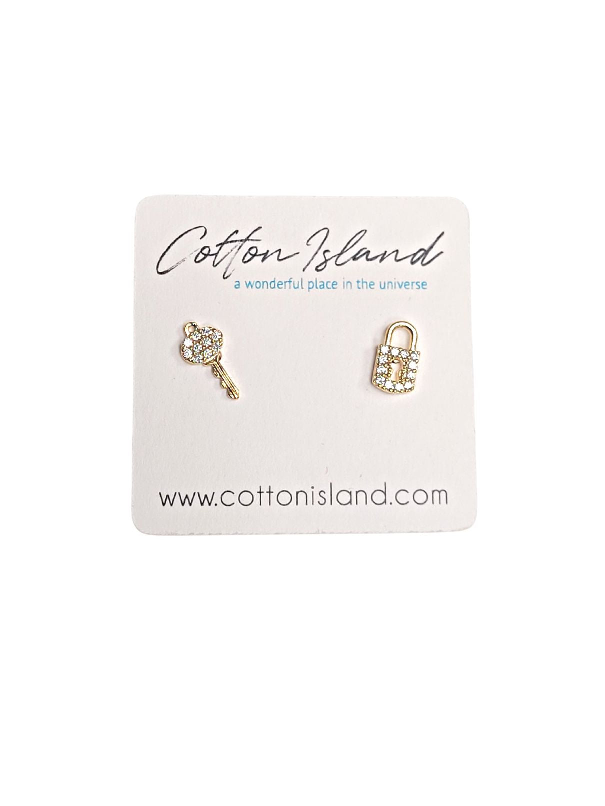 CZ Lock & Key Stud
