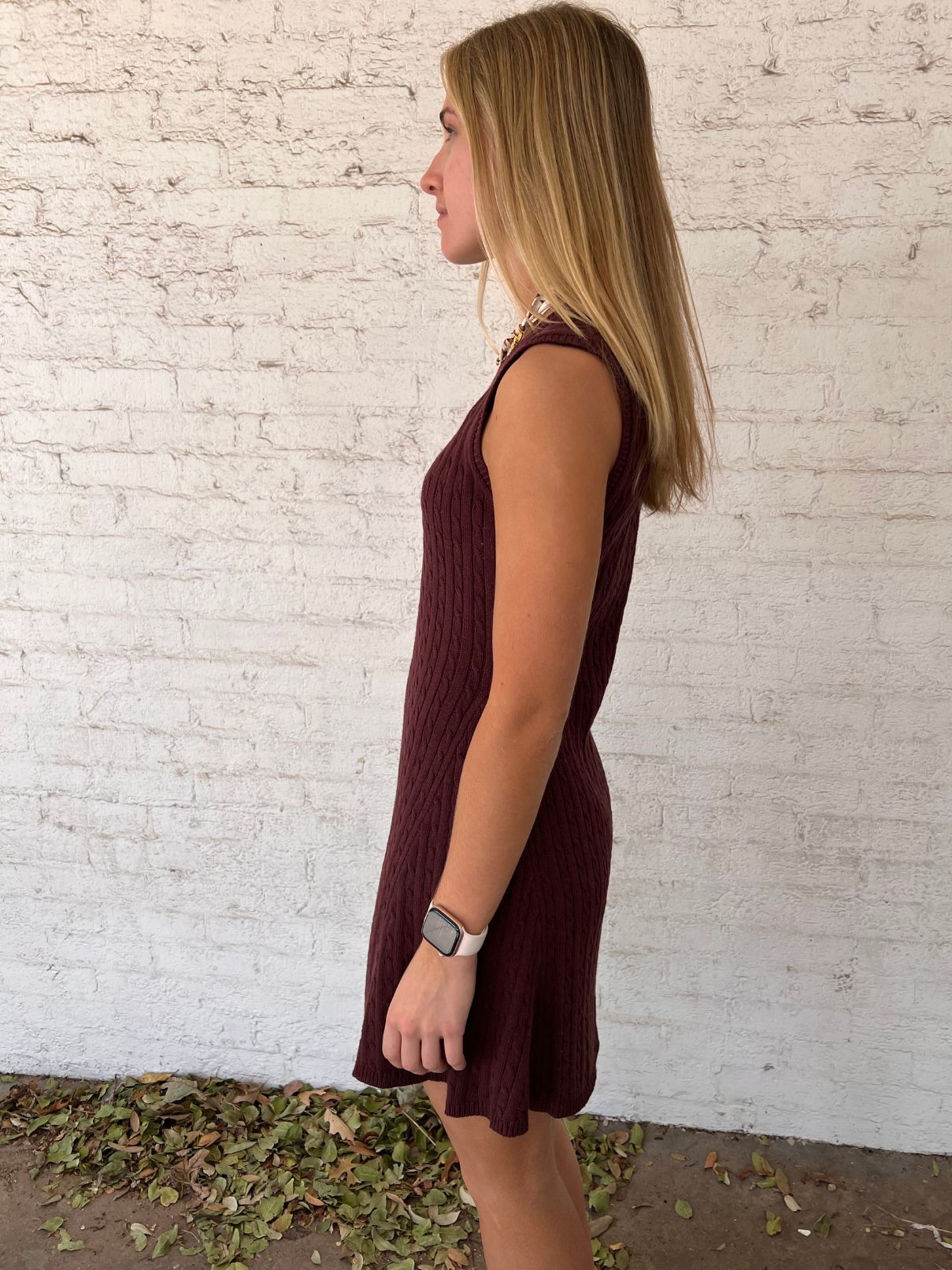 Cable Knit Sweater Mini in Brown