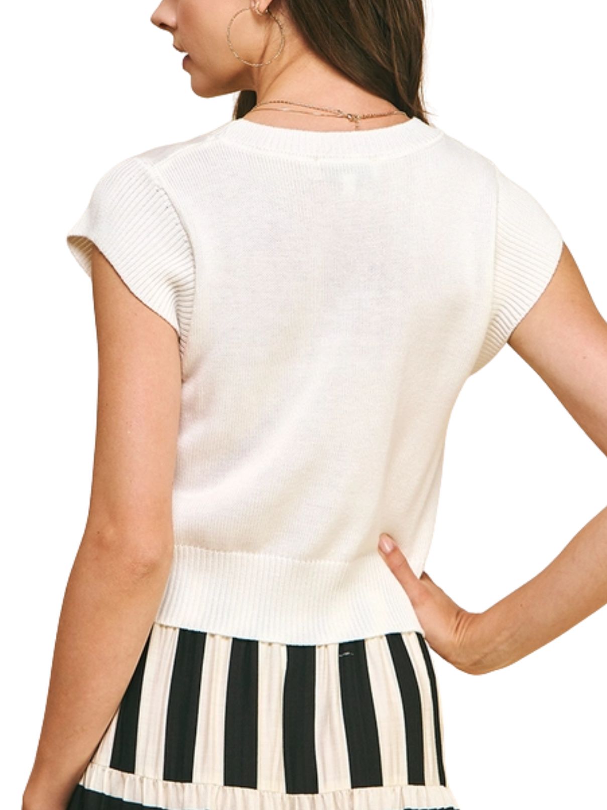 Cap Sleeve Knit Top in Pure White