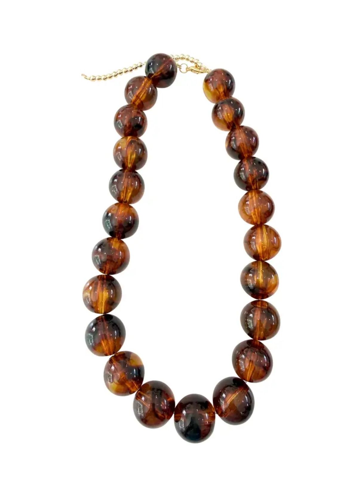 Carter Chunky Beaded Necklace – Dark Tortoise