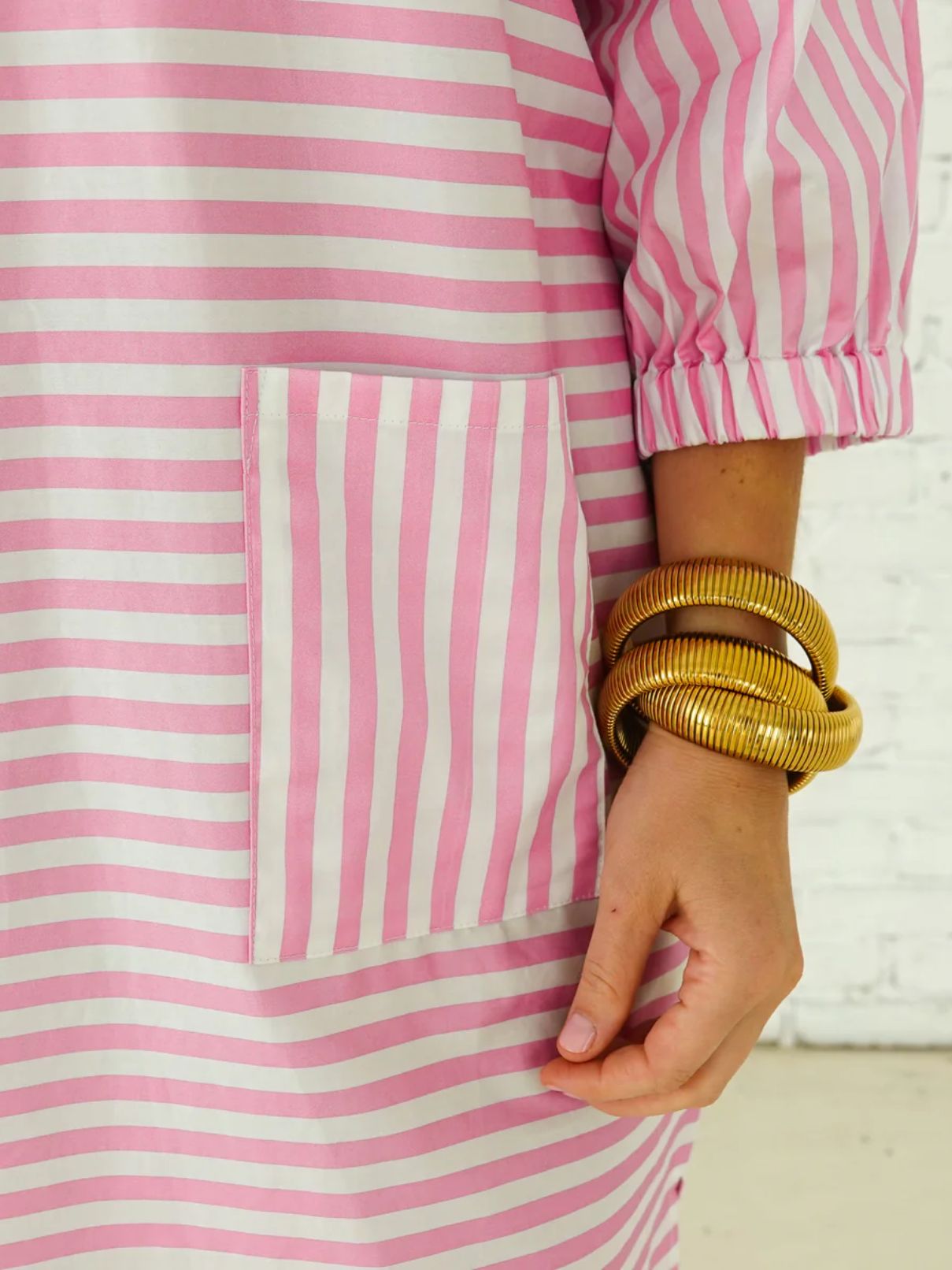 Caryn Lawn Betsy Dress in Pink Stripe