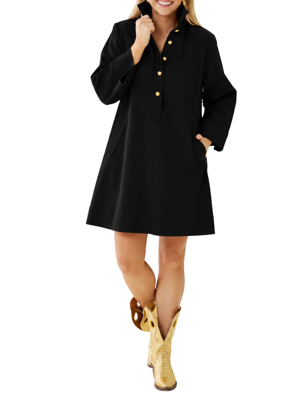 Caryn Lawn Chloe A-Line Mini Dress in Black