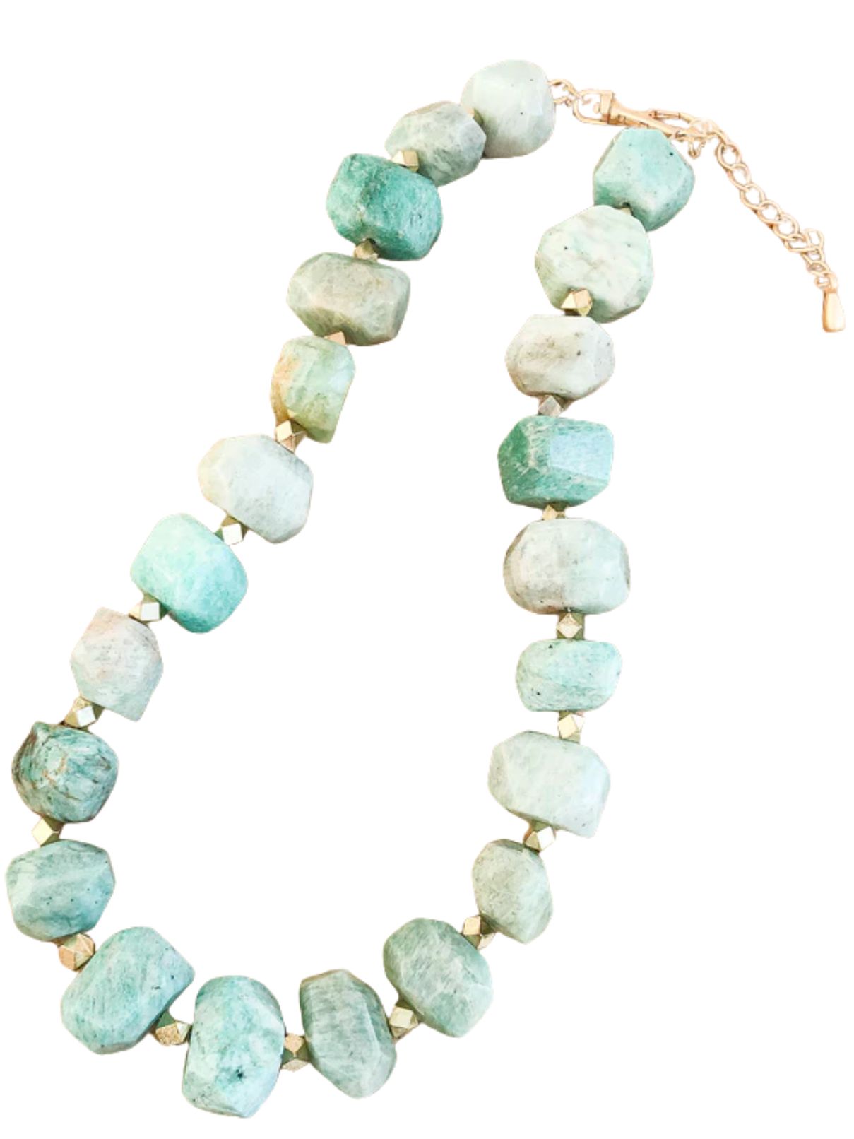 Chunk Statement Brass Necklace in Amazonite