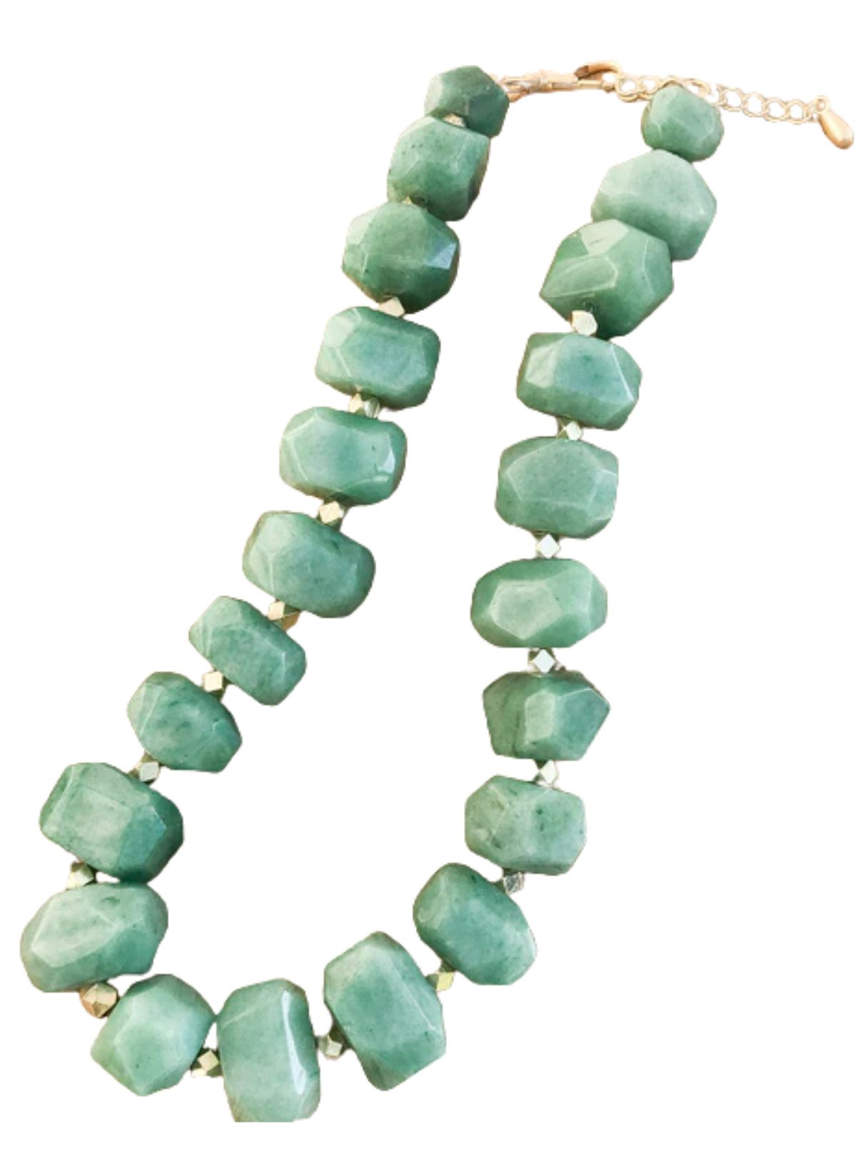 Chunk Statement Brass Necklace in Aventurine