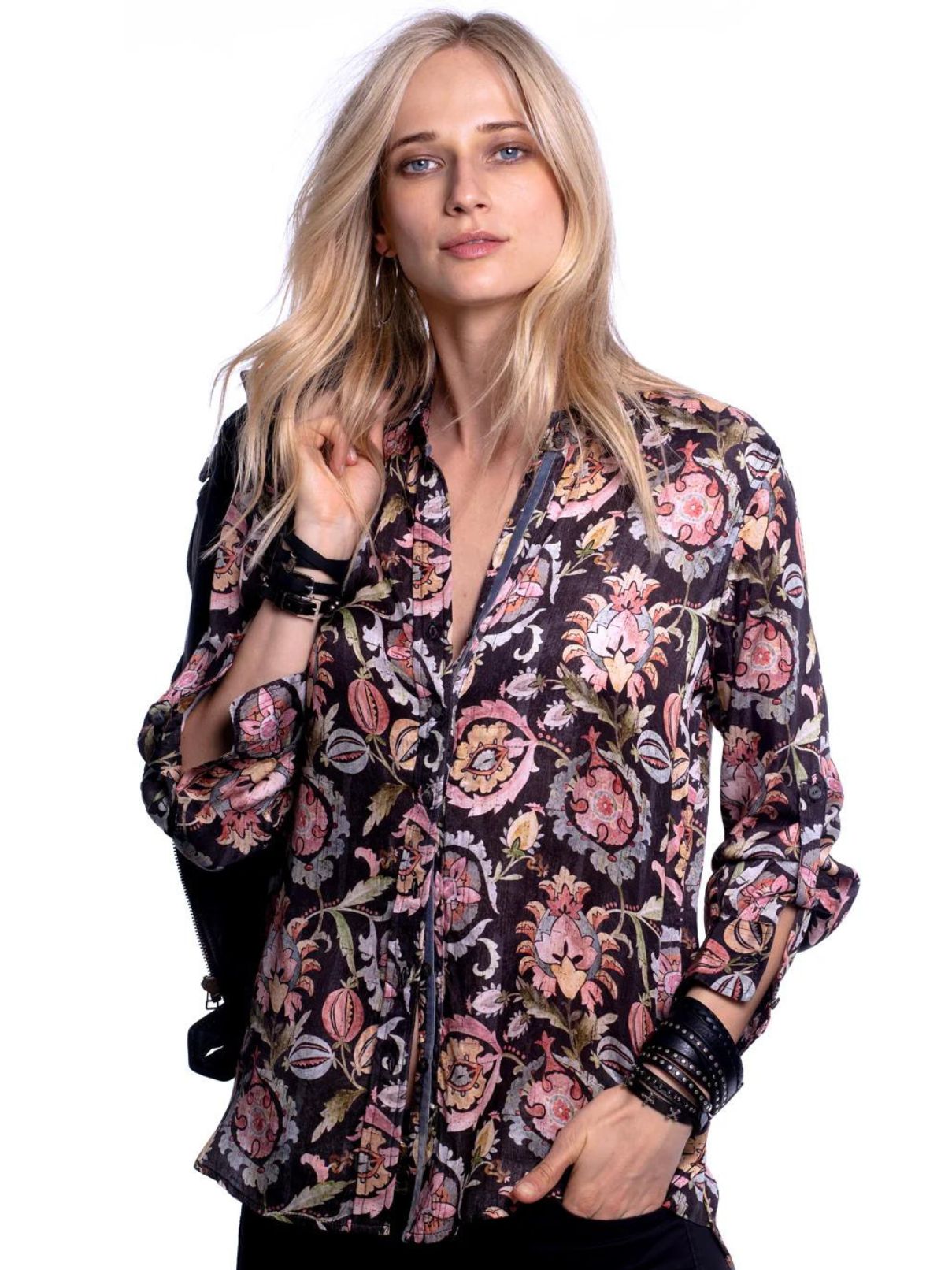 Cino Boyfriend Button Down Shirt in Java Bloom