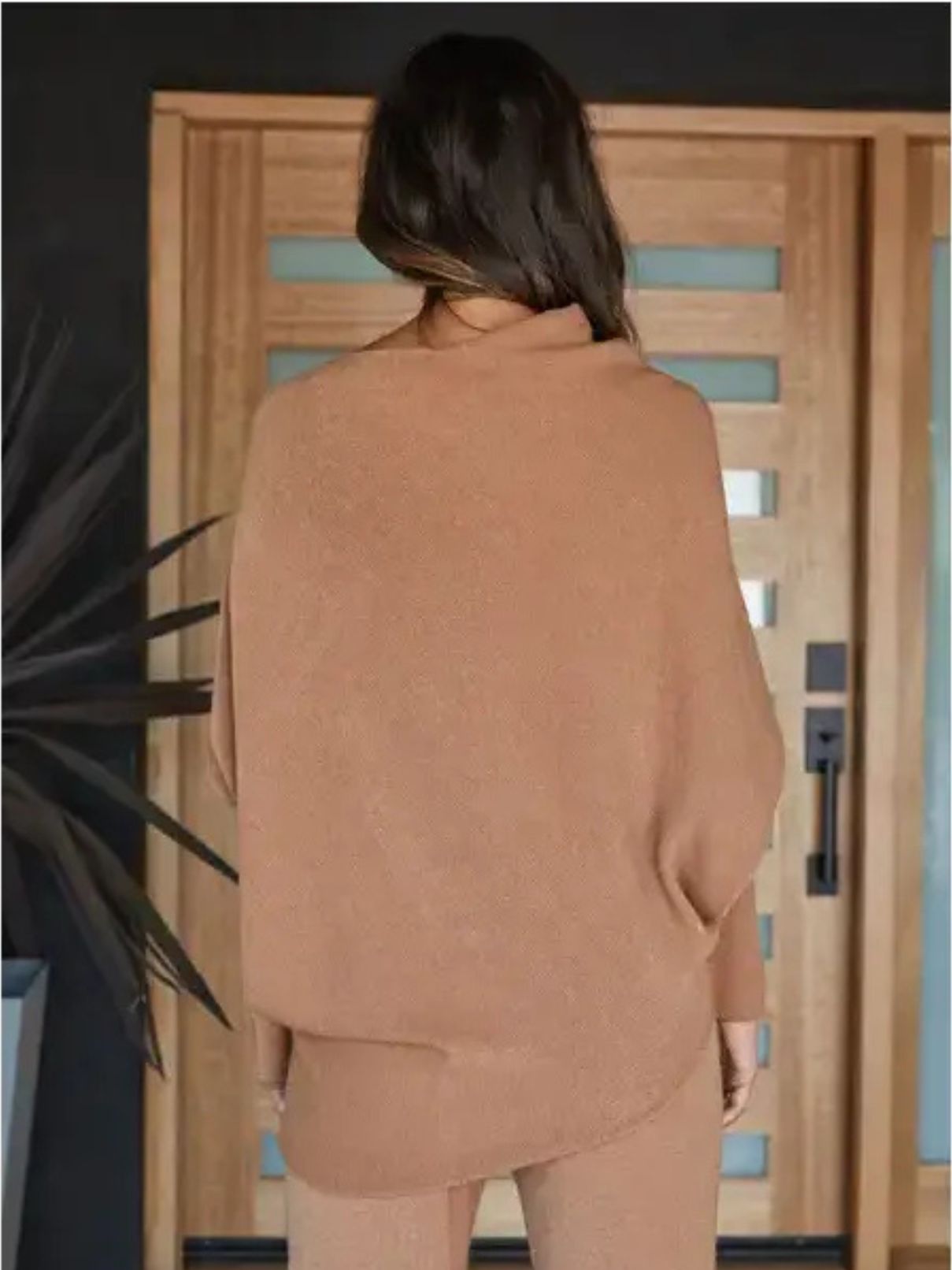 Cotton Island Asymmetrical Sweater in Camel