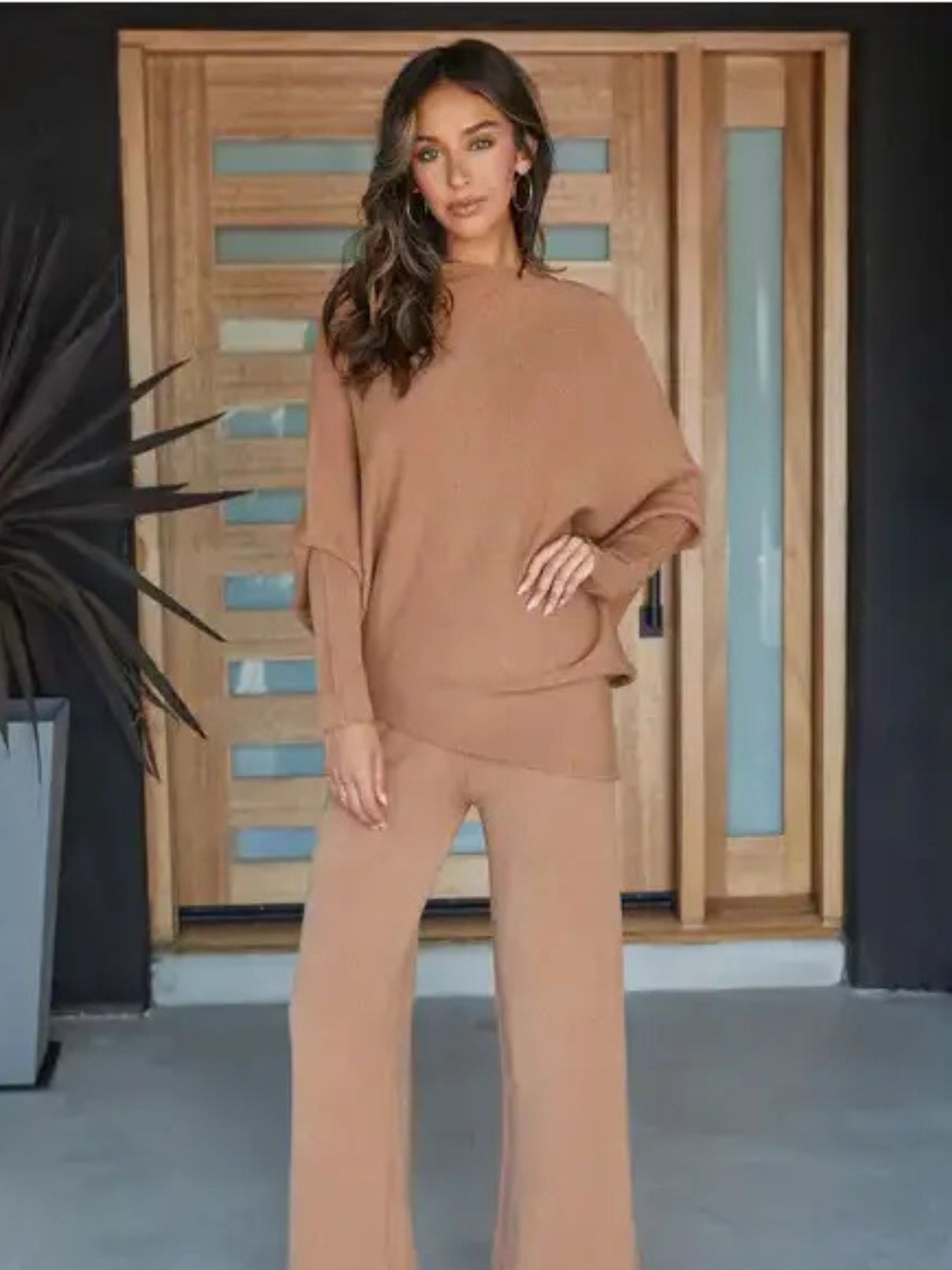Cotton Island Asymmetrical Sweater in Camel