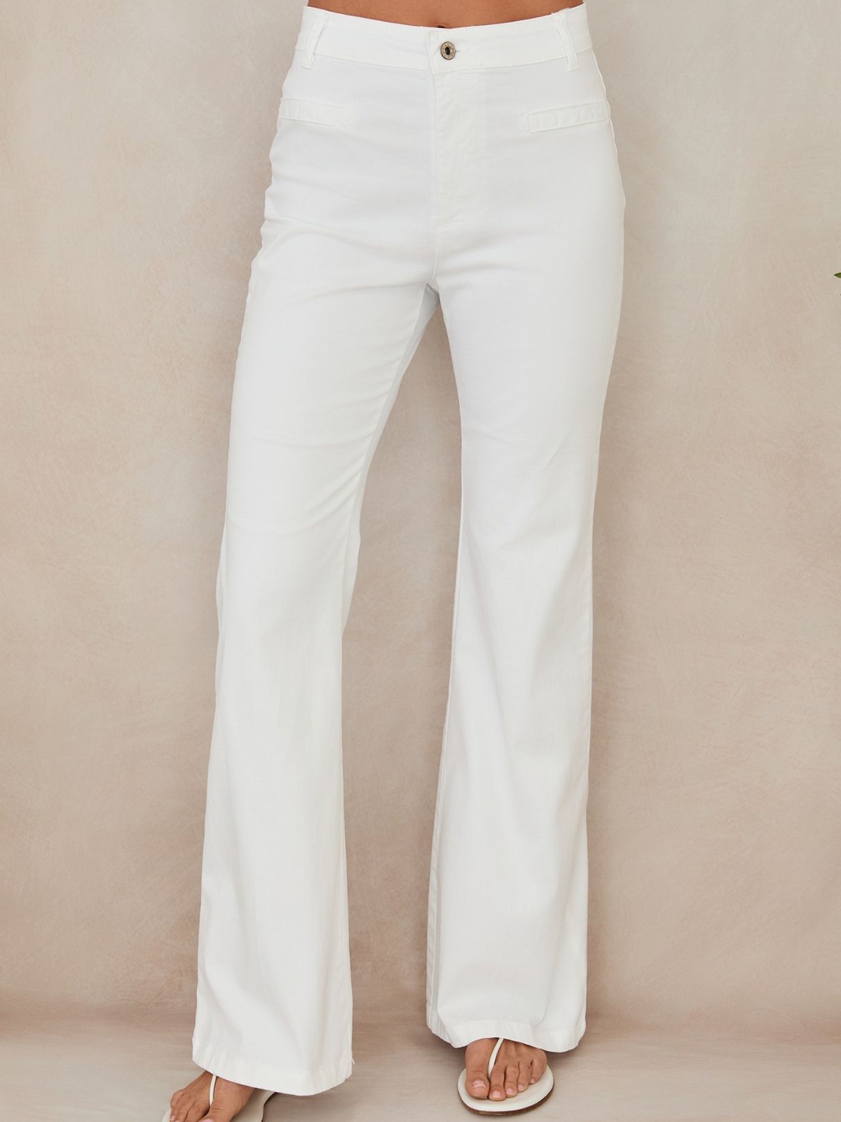 Cotton Island Hw Flare Chino Pant in White