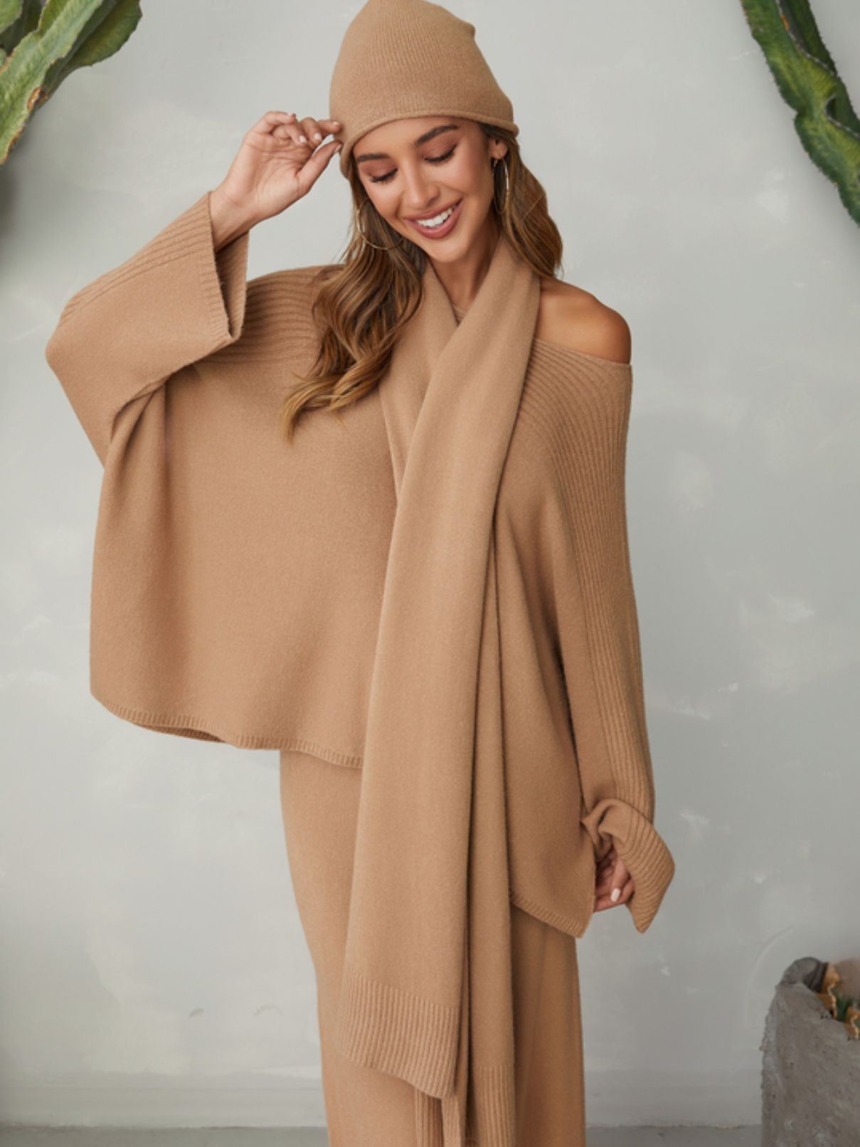 Cotton Island Italian Chunky Scarf in Caramelo