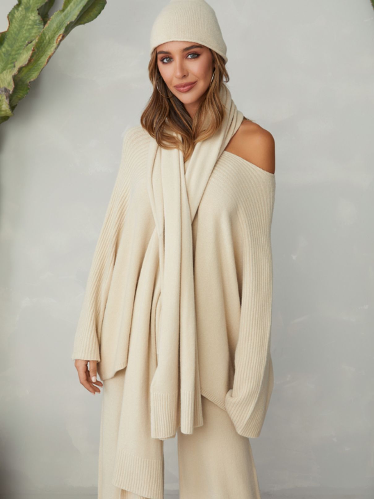 Cotton Island Italian Chunky Scarf  in Panna Cotta