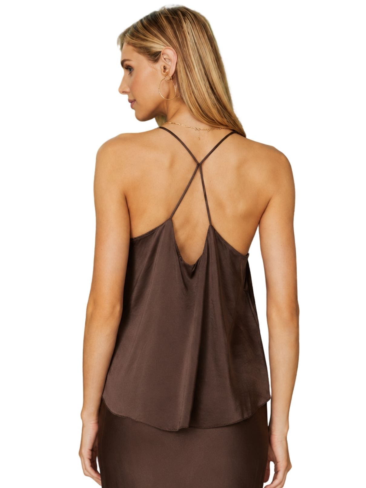 Cotton Island Italian Viscose Spaghetti Strap Camisole – Brown