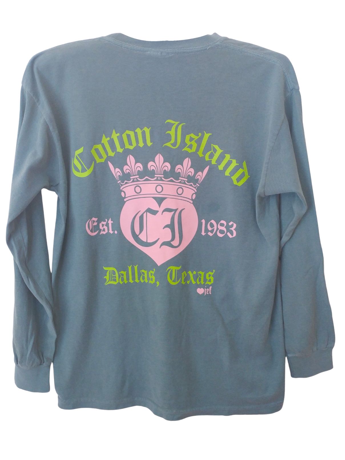 Cotton Island Long Sleeve Ice Blue Tee with Pink and Lime