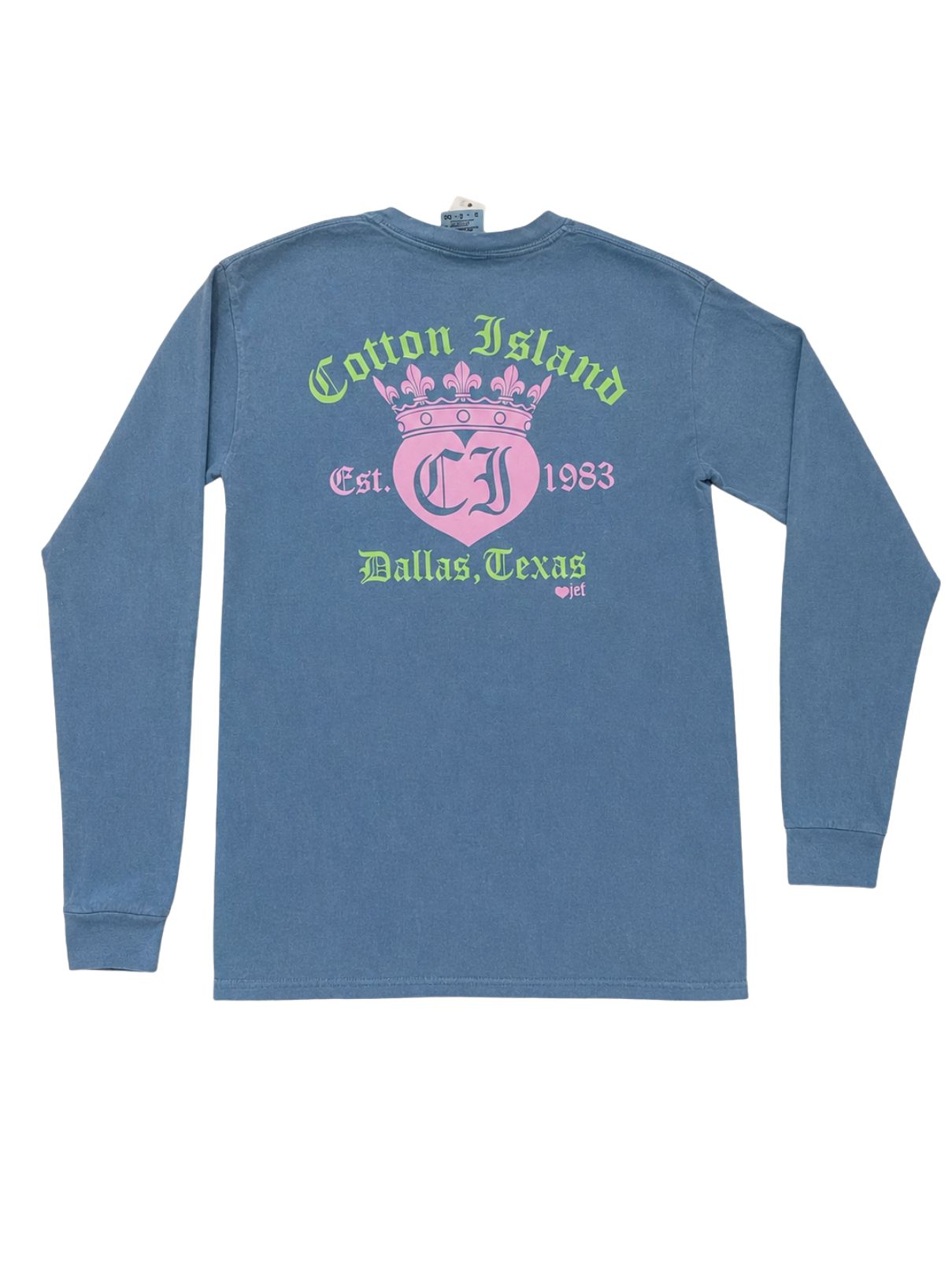 Cotton Island Long Sleeve Tee in Ice Blue Tee with Pink and Lime