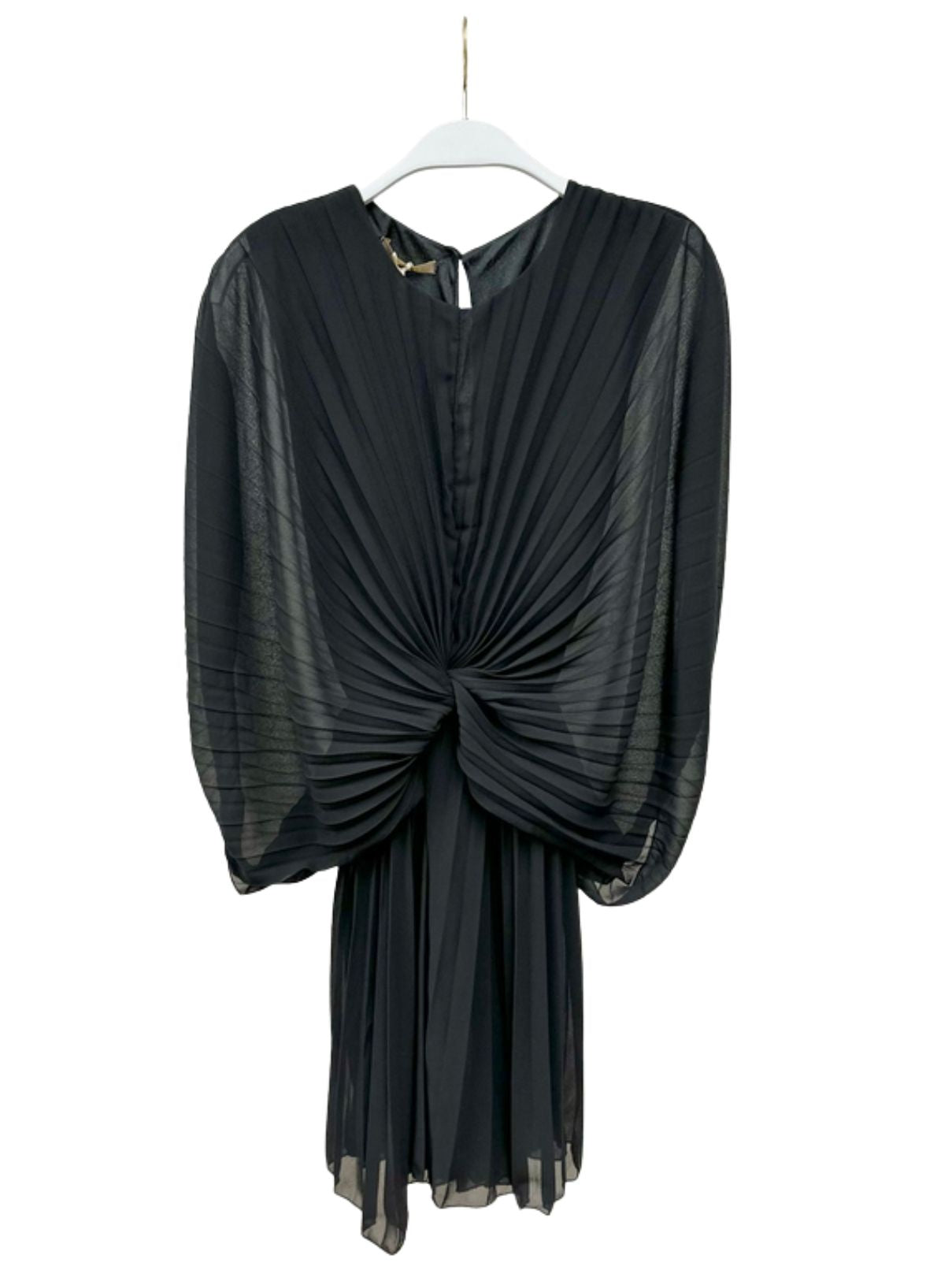 Cotton Island Pleated Front Twist Dress in Black