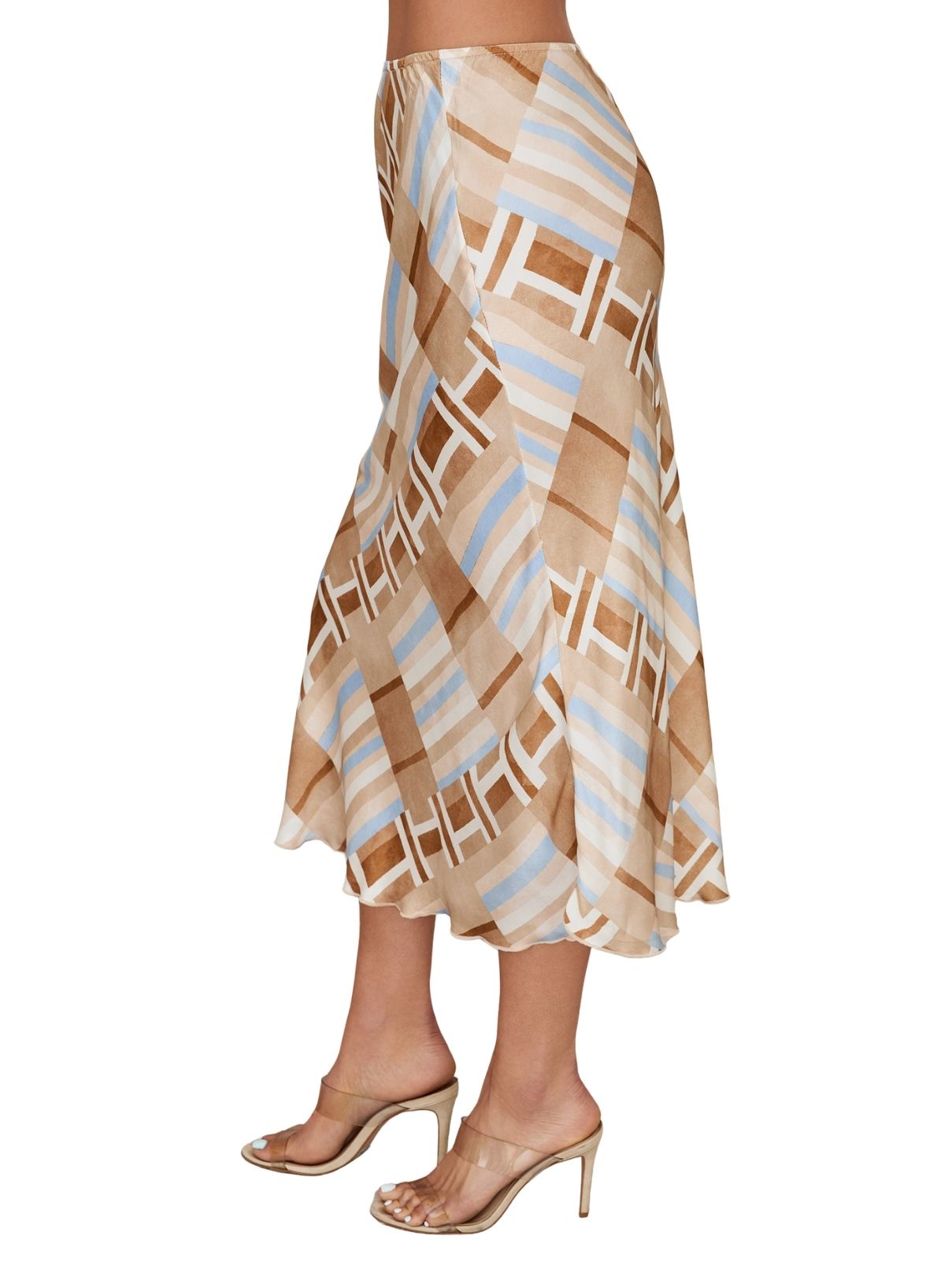 Cotton Island Prismatic Tile Silky Midi Skirt