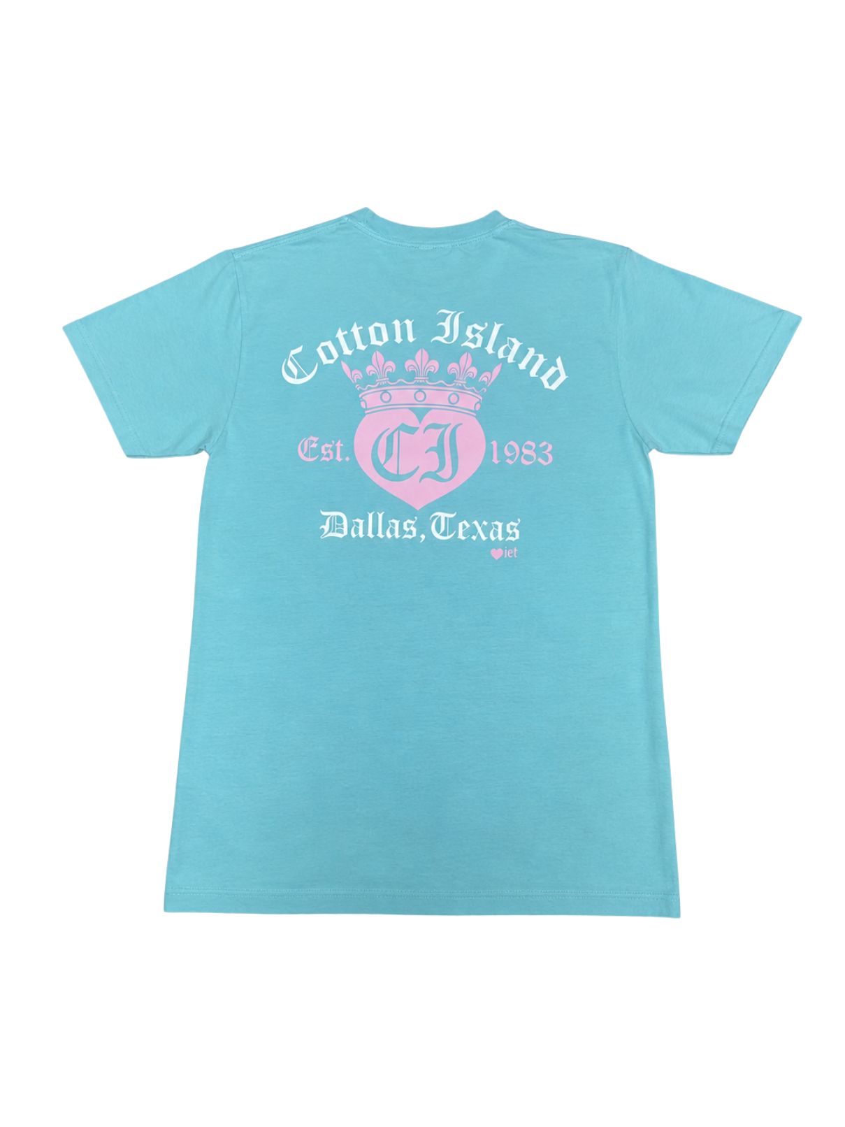 Cotton Island Tee in Chalky Mint with Pink/White