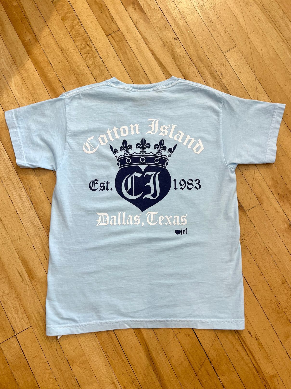 Cotton Island S/S Chambray Comfort Colors Tee with Navy/White