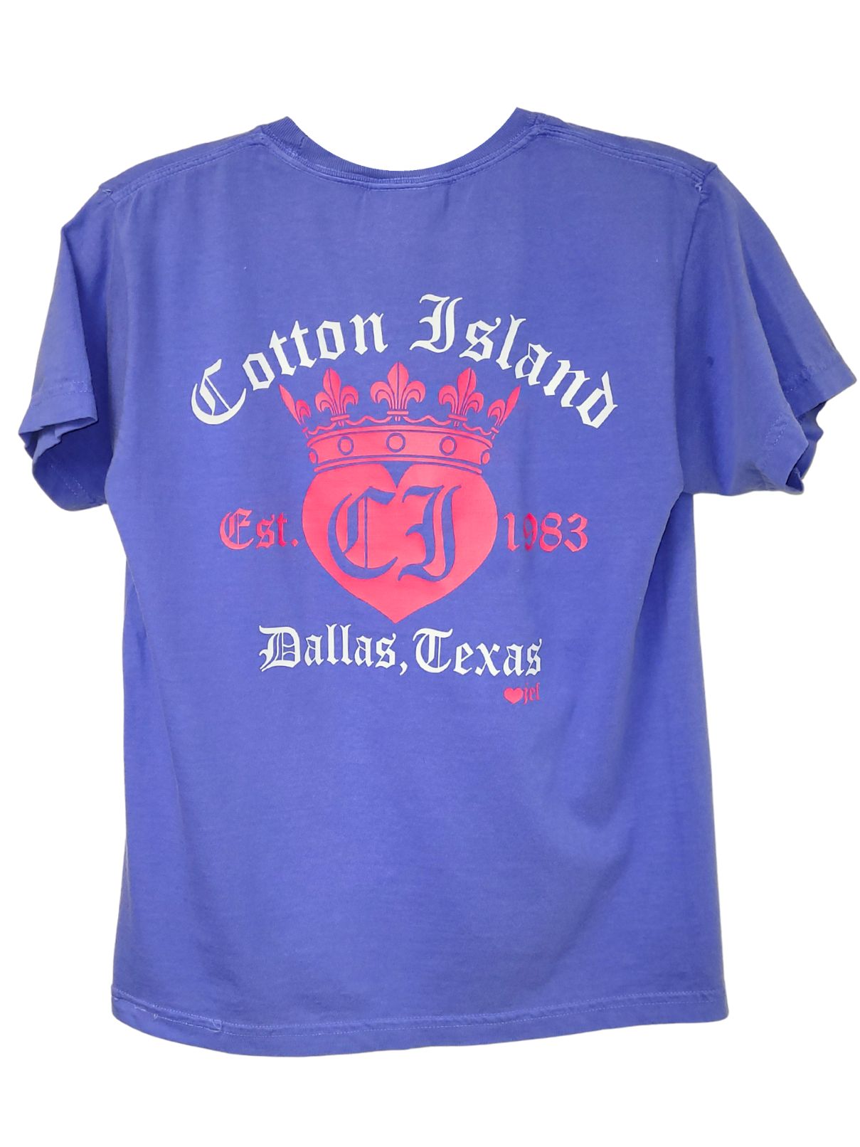 Cotton Island S/S Mystic Blue Comfort Colors with Hot Pink/White