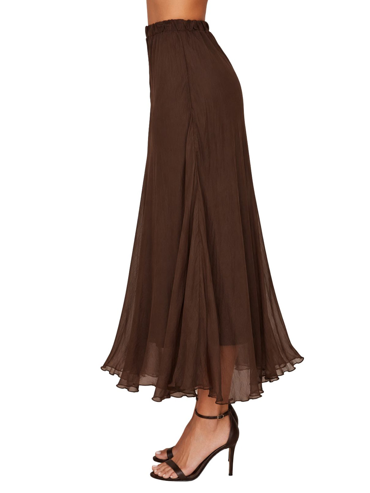 Cotton Island Silk Maxi Skirt in Chocolate