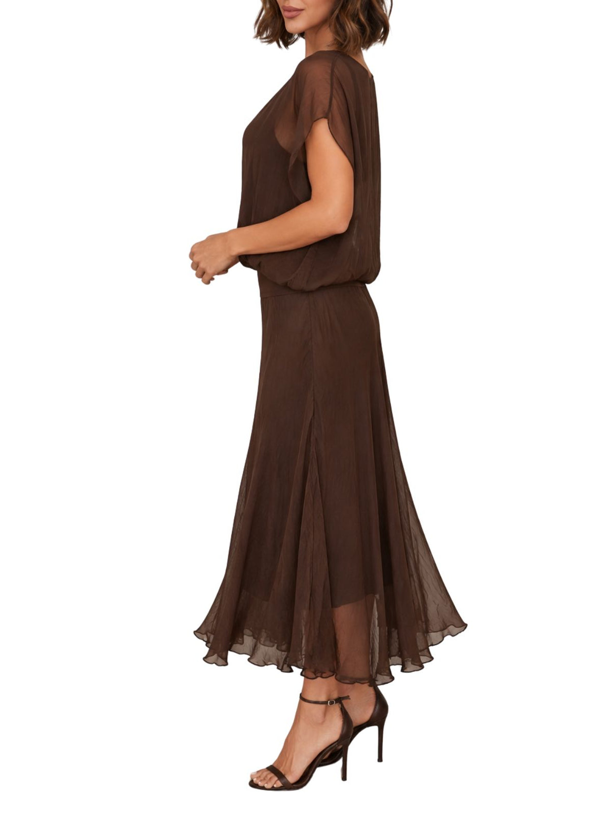 Cotton Island Silk Maxi Skirt in Chocolate