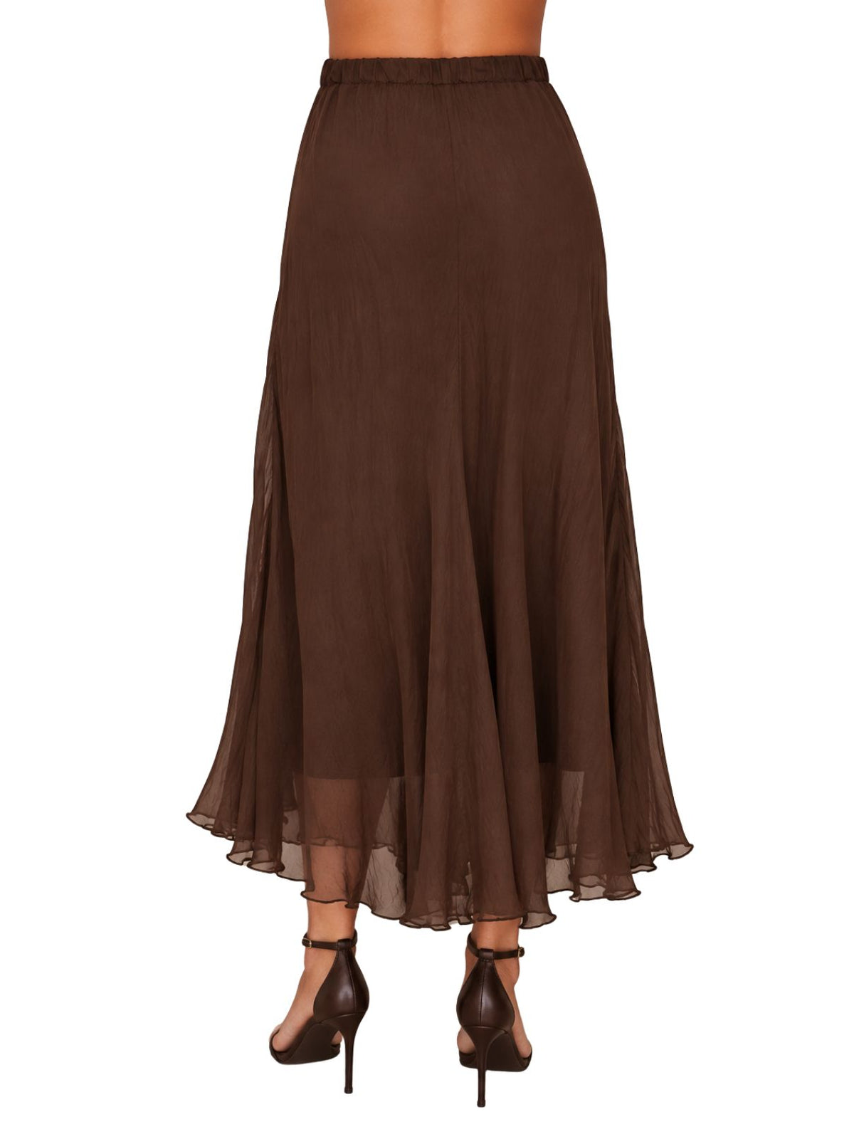 Cotton Island Silk Maxi Skirt in Chocolate