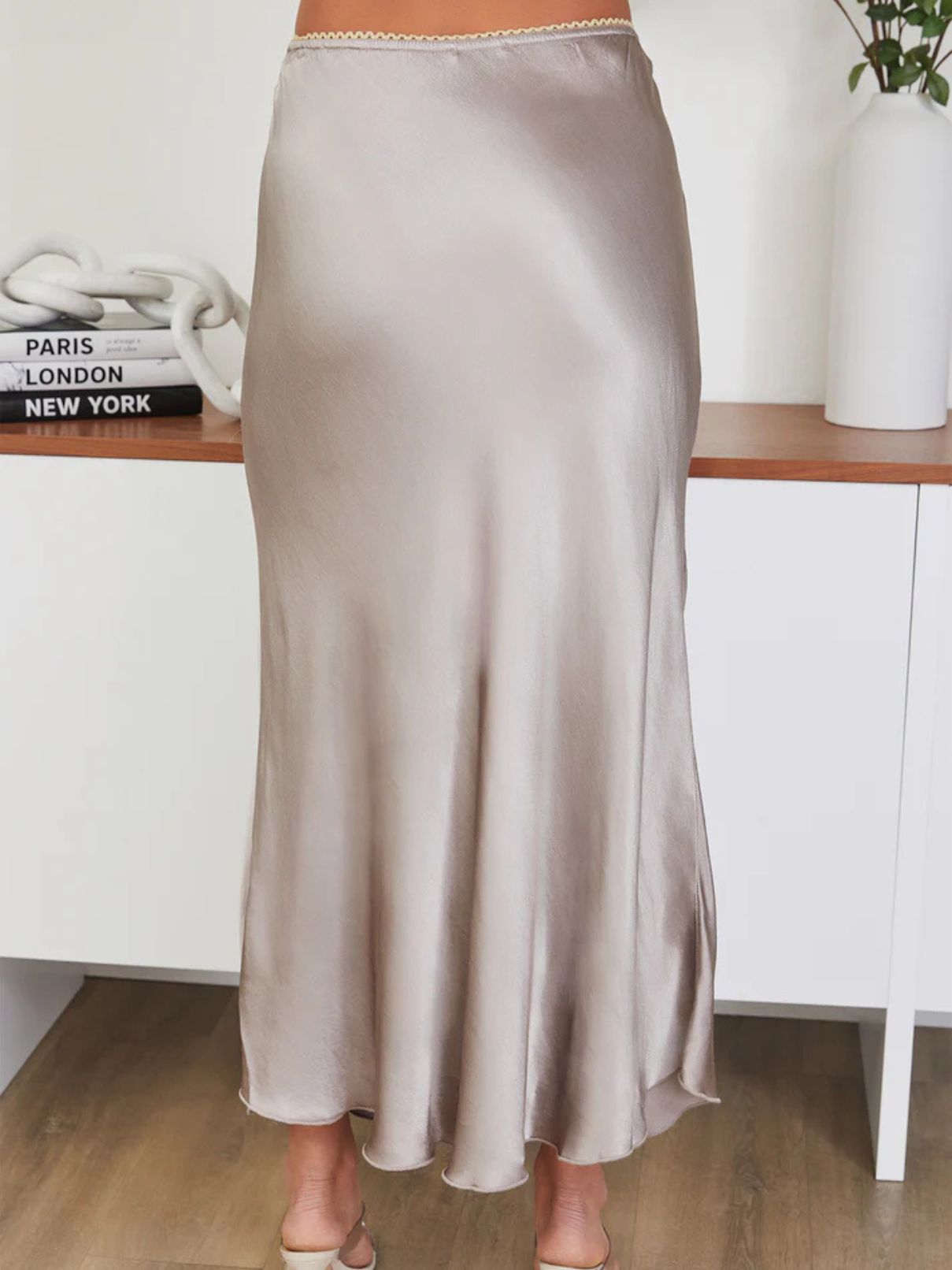 Cotton Island Silky Slip Skirt in Mocha