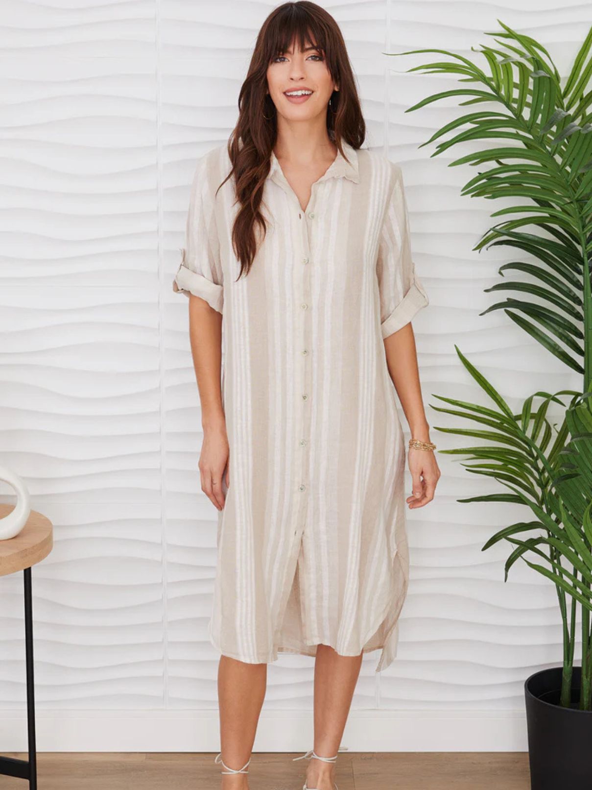 knee length dresses for ladies Cotton Island Stripe Tunic Dress