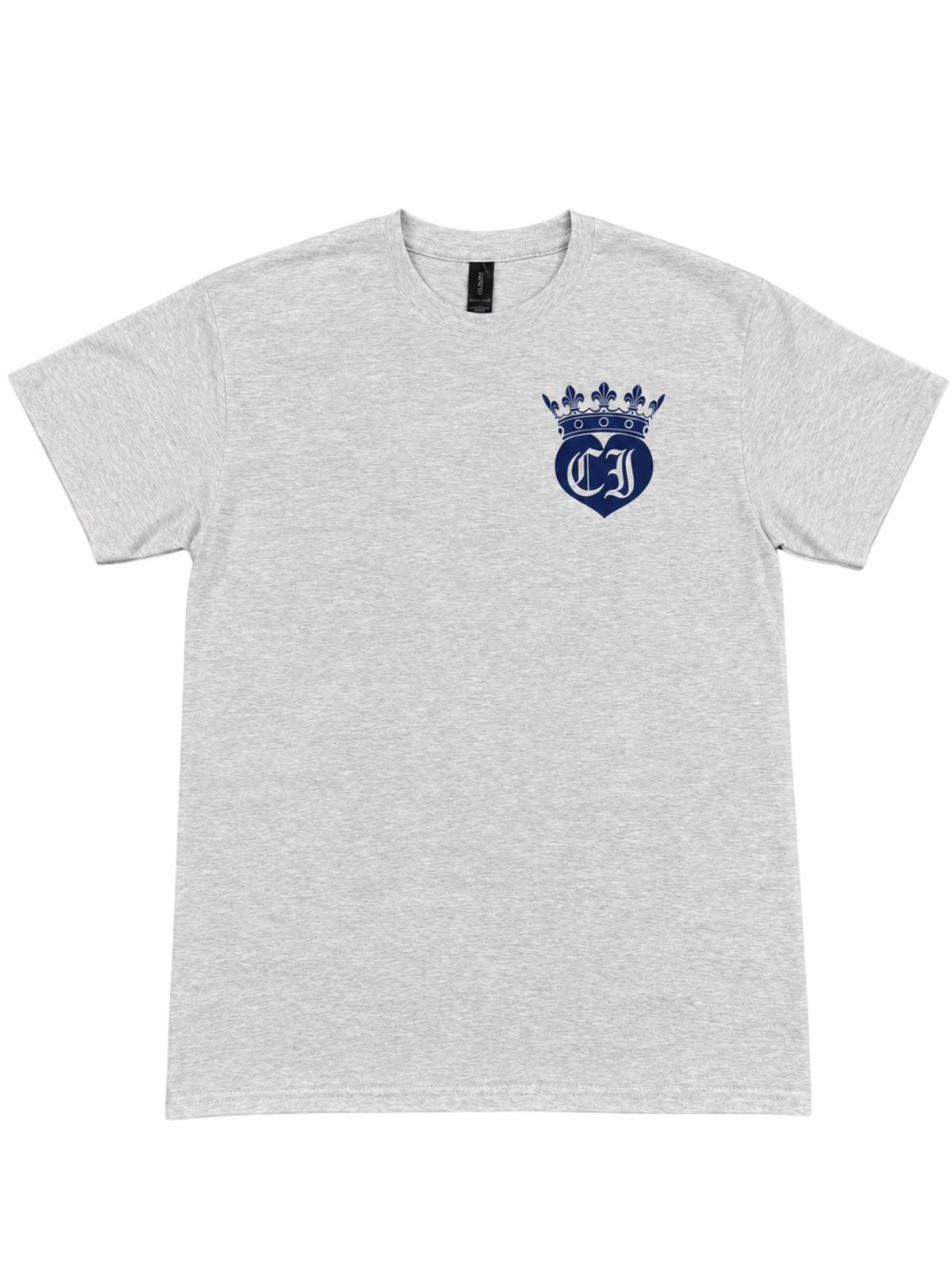 Cotton Island Tee in Ash with Navy/White