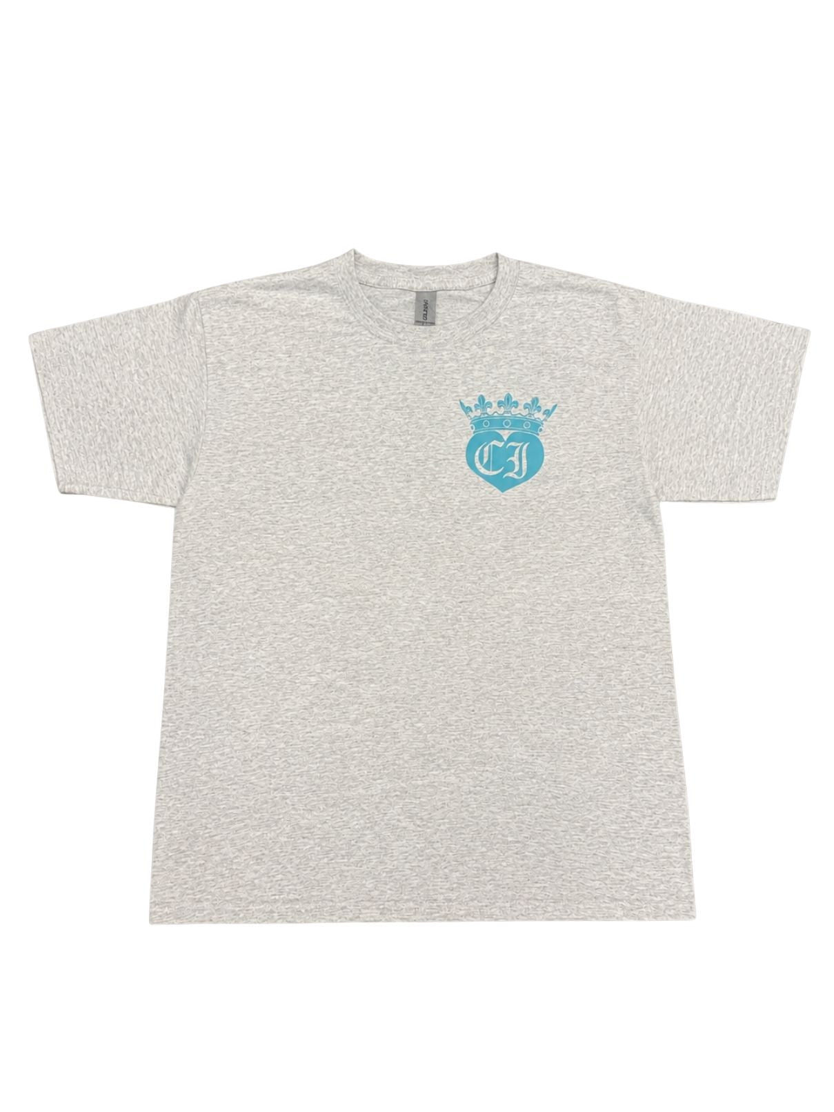 Cotton Island Tee in Ash with Turquoise/Lavender Orchid