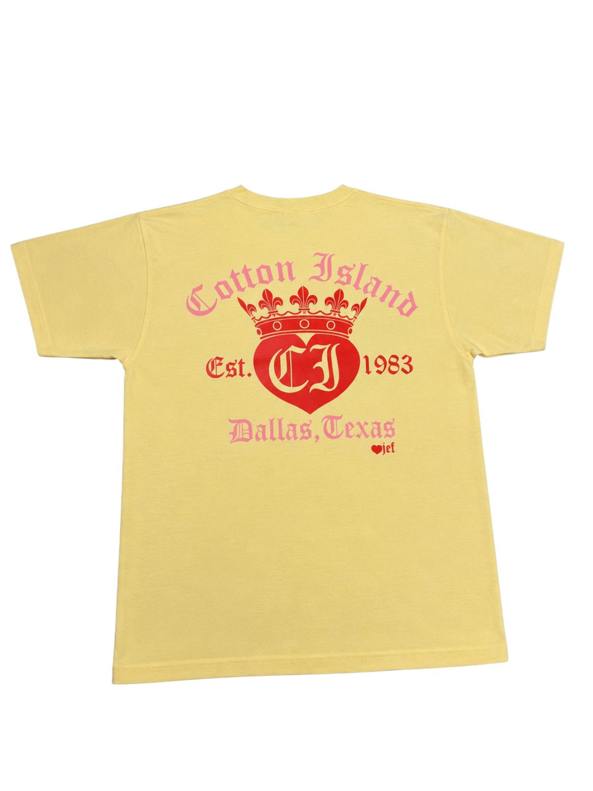 Cotton Island Tee in Butter with Pink/Coral