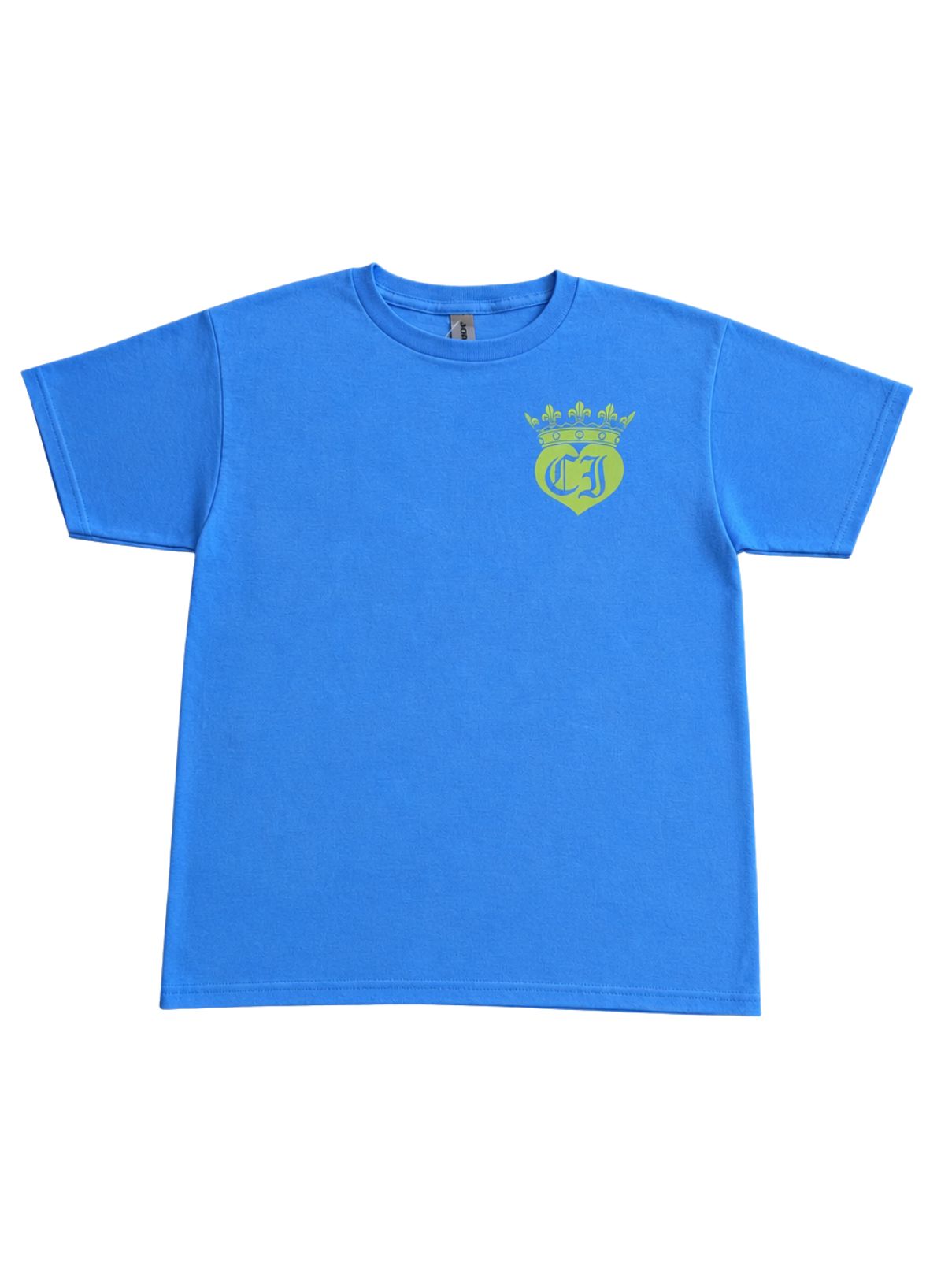 Cotton Island Tee in Carolina Blue with Lime/White