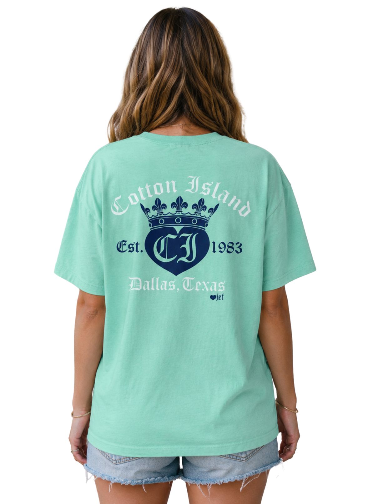 Cotton Island Tee in Island Reef with Navy/White