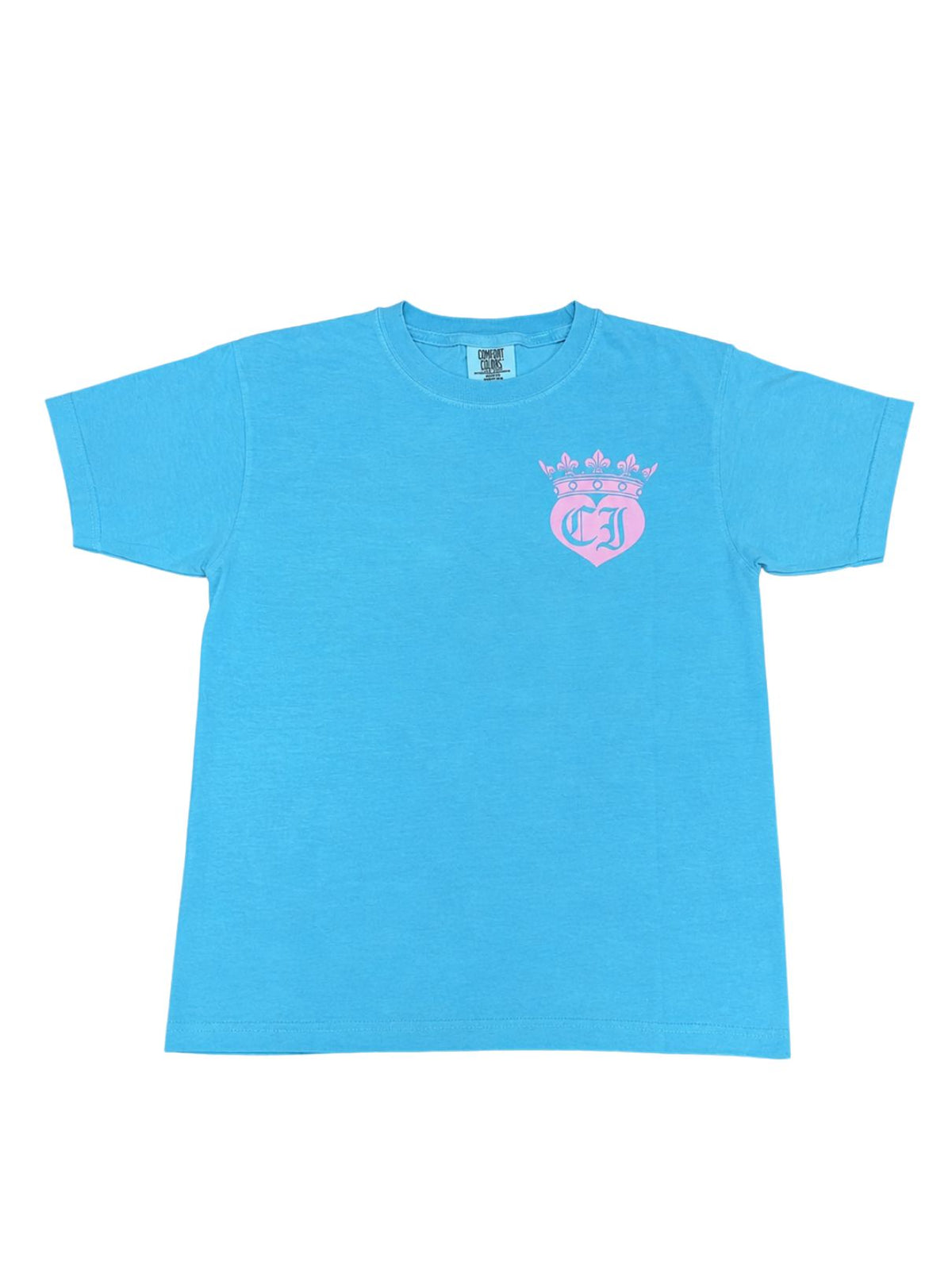 Cotton Island Tee in Lagoon with Pink/Lime