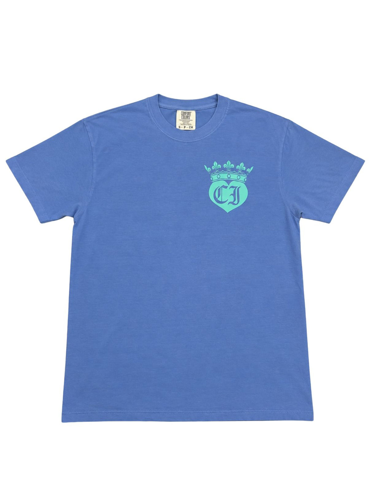 Cotton Island Tee in Mystic Blue with Turquoise/White