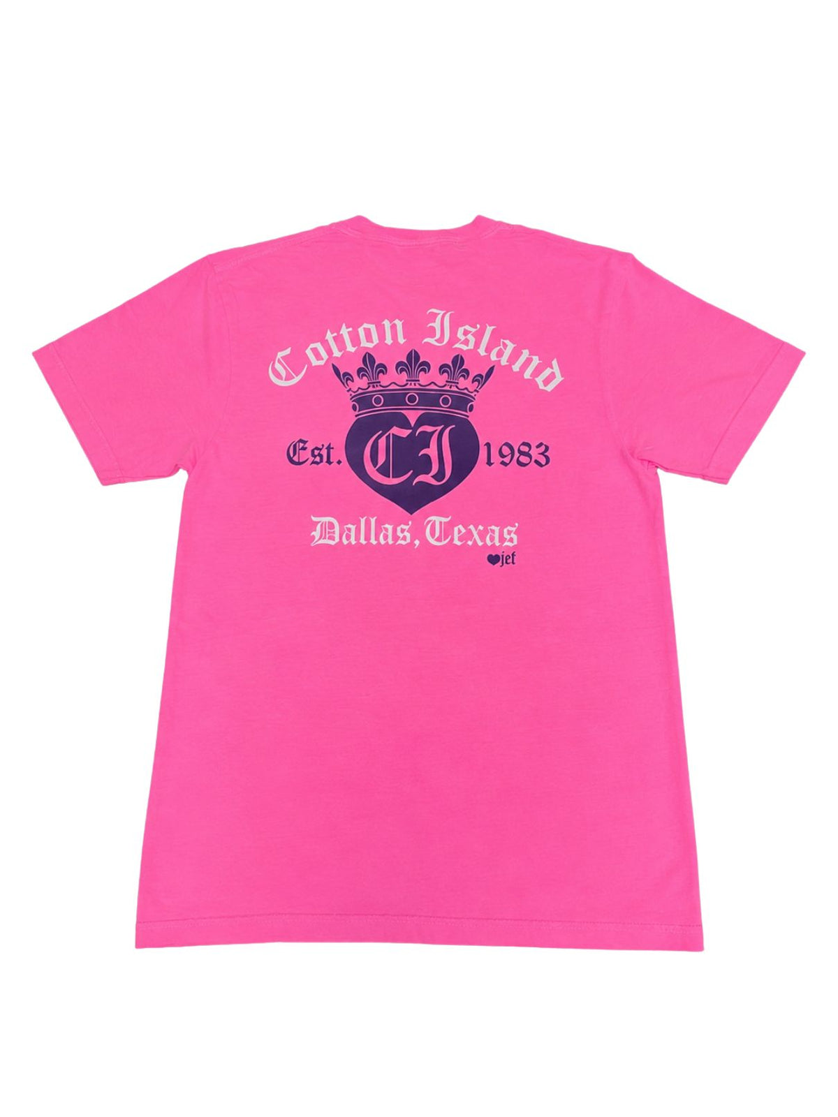 Cotton Island Tee in Neon Pink with Navy/White