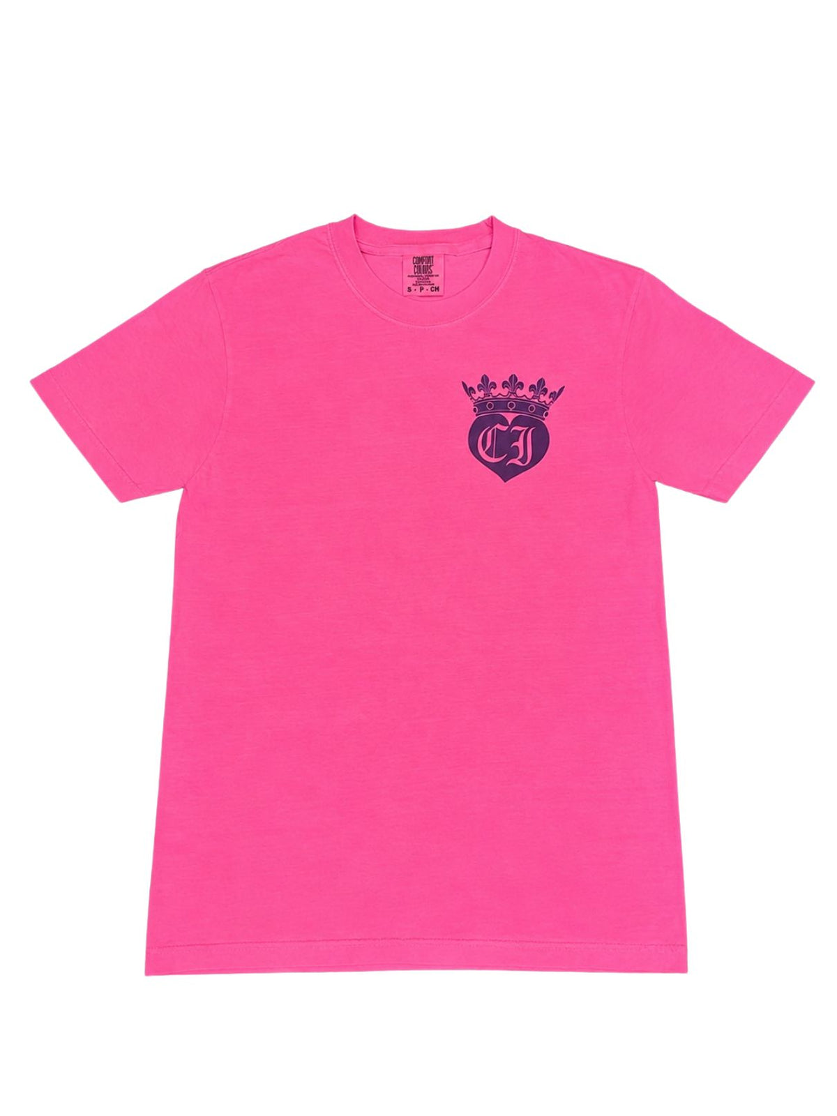 Cotton Island Tee in Neon Pink with Navy/White