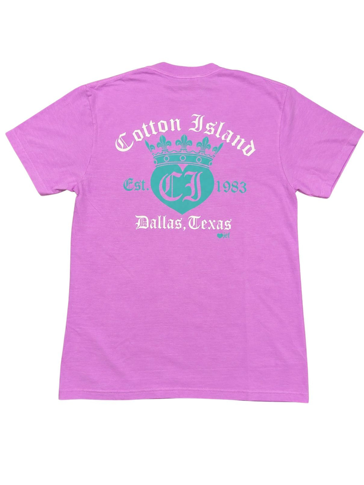 Cotton Island Tee in Neon Violet with Aqua/White